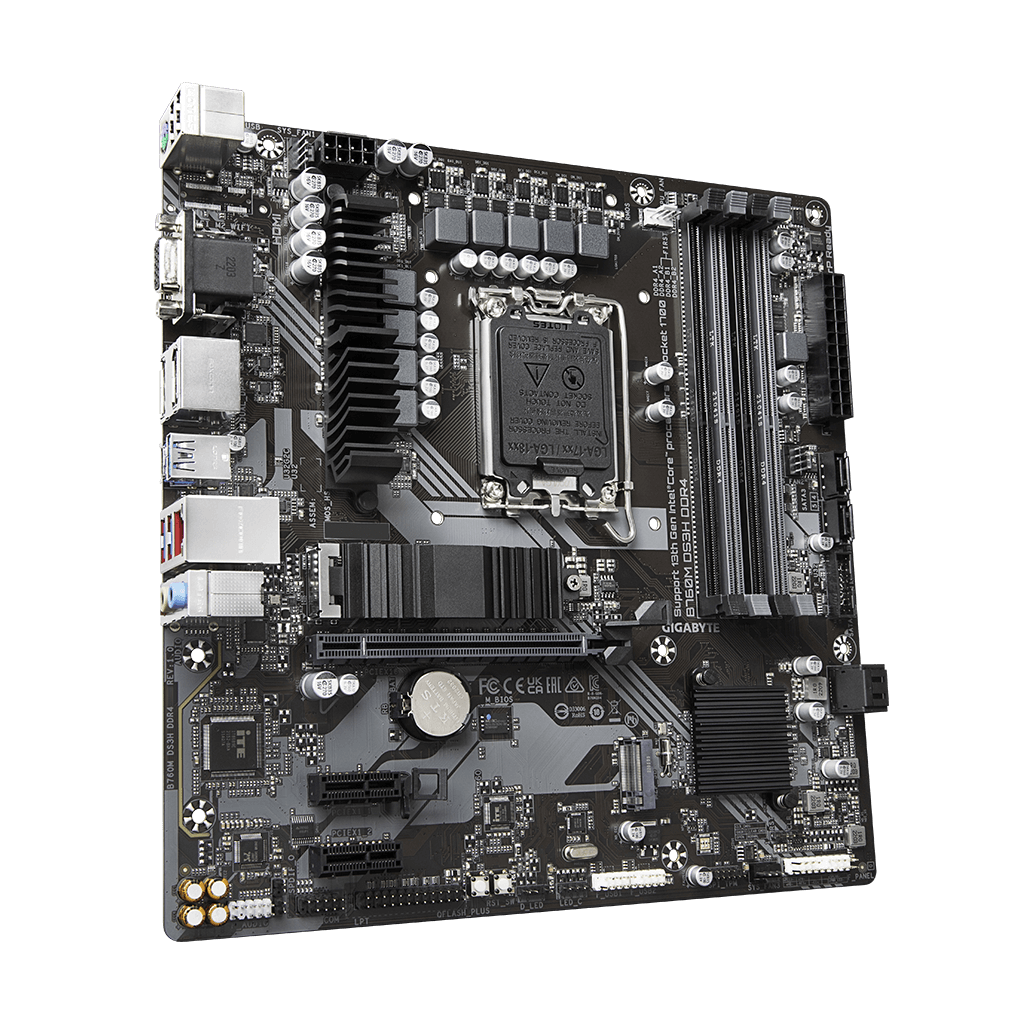 GIGABYTE B760M DS3H, rev.1.0, 4xDDR4, 2xM.2, 2xDP, HDMI, VGA, 12-13-14.Nesil, LGA1700 Soket, Anakart