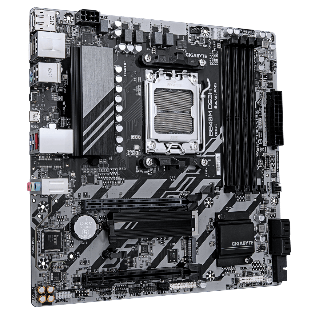 GIGABYTE B840M DS3H, 4xDDR5, 2xM.2, 2xDP, HDMI, Type-C, AM5 Soket GAMING Anakart