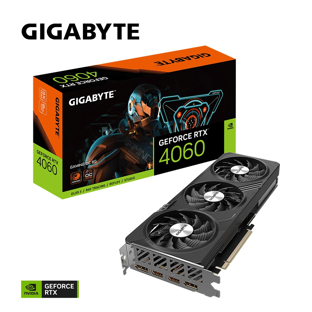 GIGABYTE GV-N4060GAMING OC-8GD, Rev.1.0, RTX4060 OC, 8Gb GDDR6, 128BIT, 2xHDMI, 2xDP, GAMING Ekran KARTI