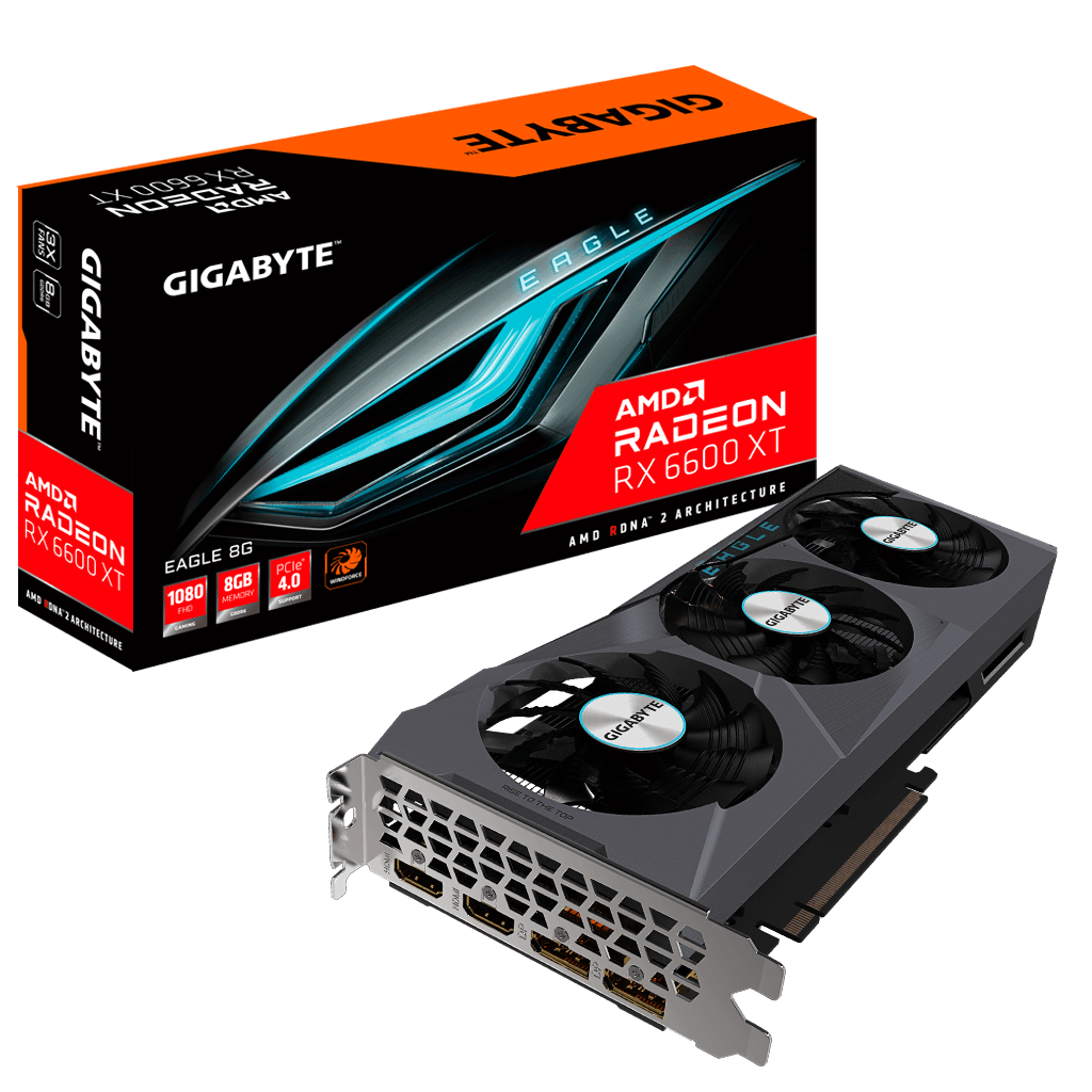 GIGABYTE GV-R66XTEAGLE-8GD, RX6600XT EAGLE 8GB GDDR6, 128BIT, 3xFAN, 2xDP, 2xHDMI, GAMING Ekran Kartı