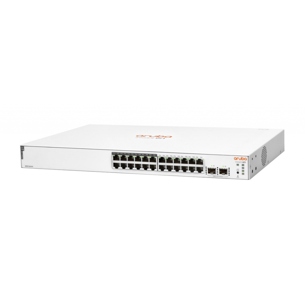 HP Aruba Instant On JL813A 1830-24G, 24Port,  GigaBit, 12 Port PoE, 195W, 2 Port Gigabit SFP, Yönetilebilir, Rack Mount Switch