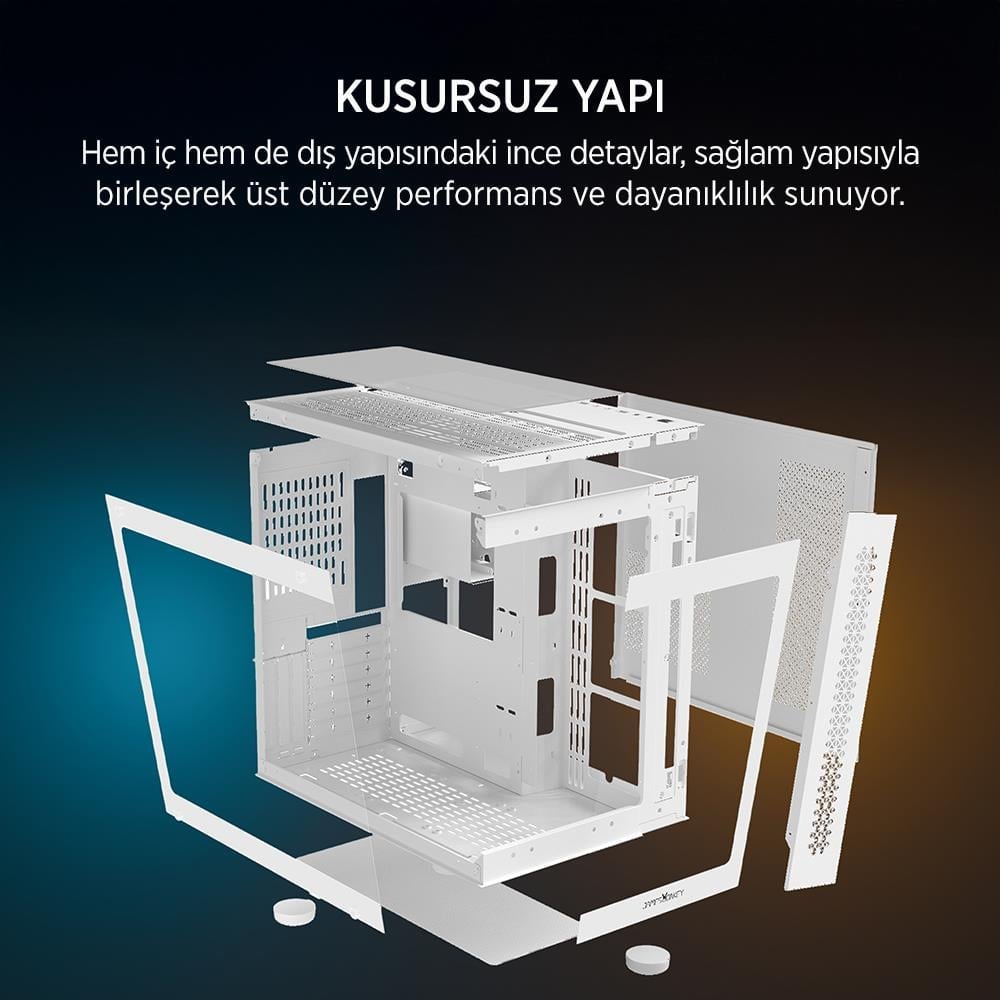 James Donkey Stark S800 4xARGB Temperli Cam ATX Beyaz Gaming (Oyuncu) Kasa
