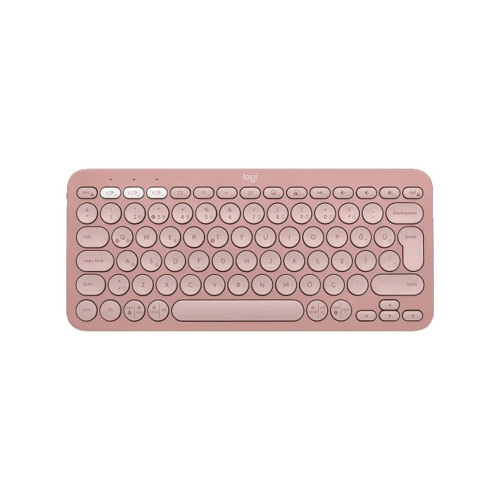 LOGITECH K380S, Pebble Keys 2,  Rose, 920-011861, Bluetooth, Türkçe, Q, Multimedya, Mini Klavye