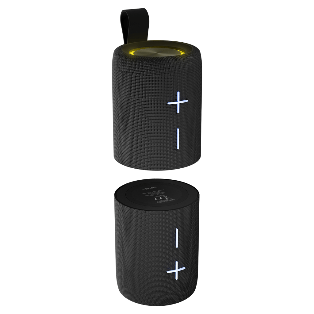 MIKADO MD-51BT, 20W, Taşınabilir, AUX/BT/TF/TWS, RGB Işıklı, 1800mAh + 1800mAh, IPX66 Su Geçirmez, Mıknatıslı, Ayrılabilir 2 Parça, Bluetooth Speaker (Siyah)