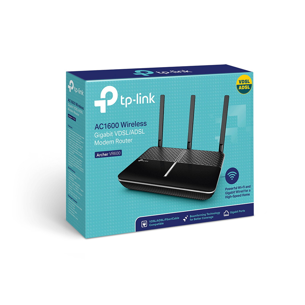 TP-LINK ARCHER VR600, AC1600, 4 Port GigaBit, Dual Band Wifi, 1300Mbps, 3xAnten, 3G-4G USB Desteği, VDSL2, ADSL2+ MODEM