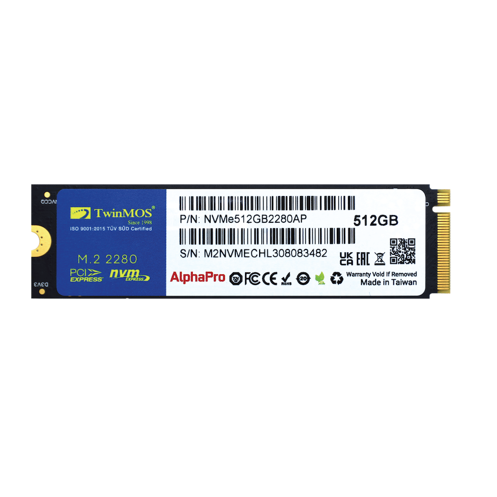 TwinMOS NVMe512GB2280AP, AlphaPro, 512GB, 3600-3250Mb/s, Gen3, NVMe PCIe M.2, SSD, TLC, 3DNAND