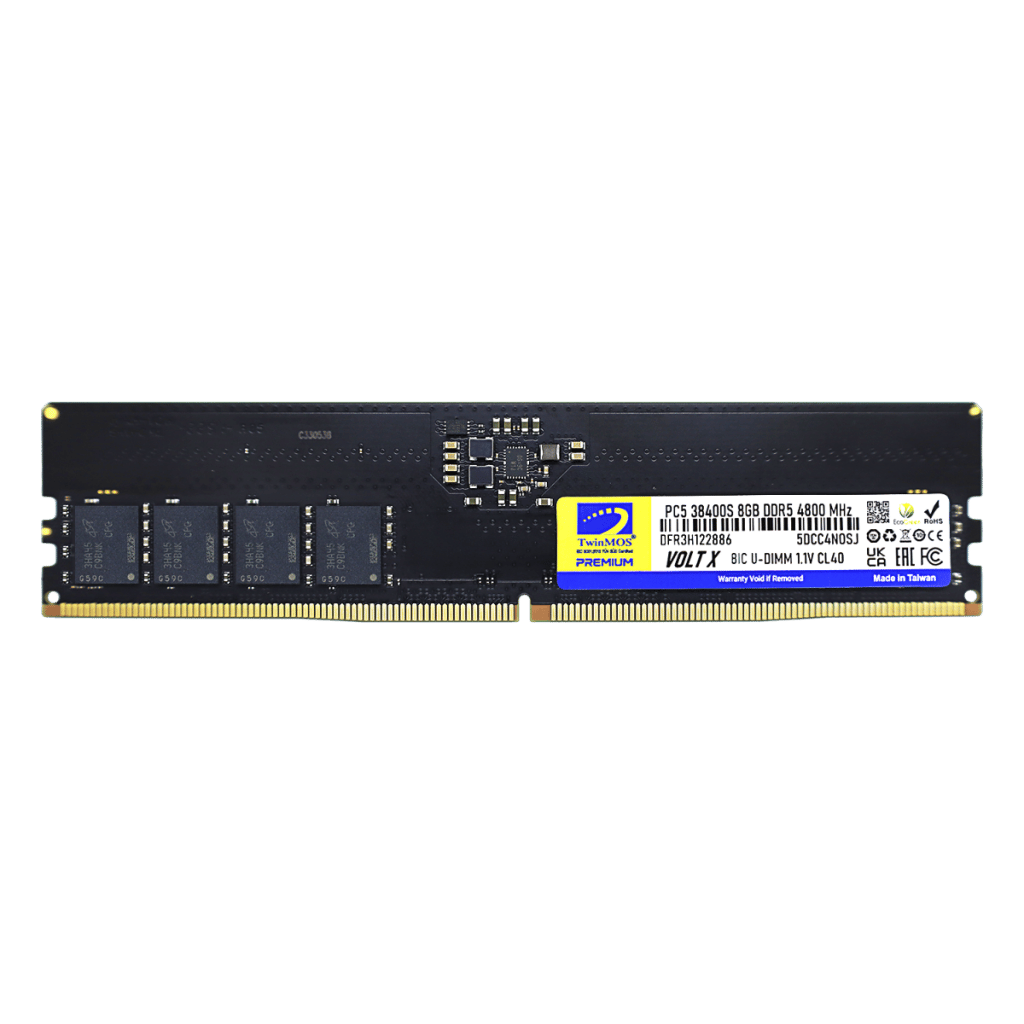TwinMOS TMD58GB4800U40, 8GB, DDR5, 4800MHz, CL40,  1.1V Desktop Ram
