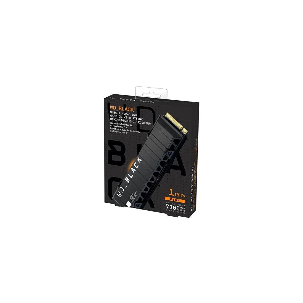 WD Black SN850X, WDS100T2XHE, 1TB, 7300/6600, Gen4, Soğutuculu, NVMe PCIe M.2 2280,  SSD