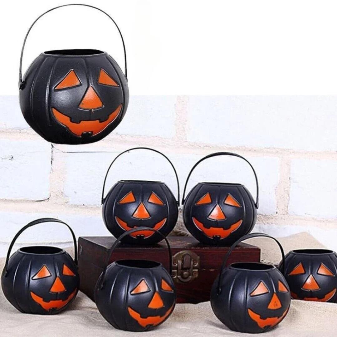 Halloween Bal Kabağı Mumluk Tekli 10 Cm Siyah