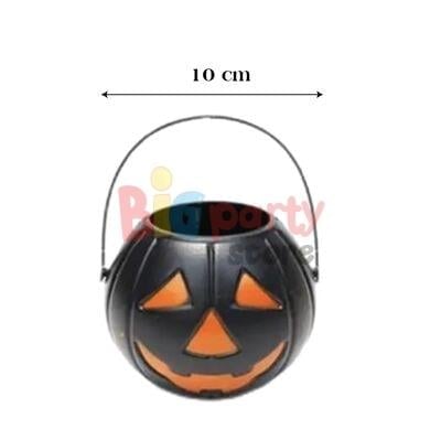 Halloween Bal Kabağı Mumluk Tekli 10 Cm Siyah