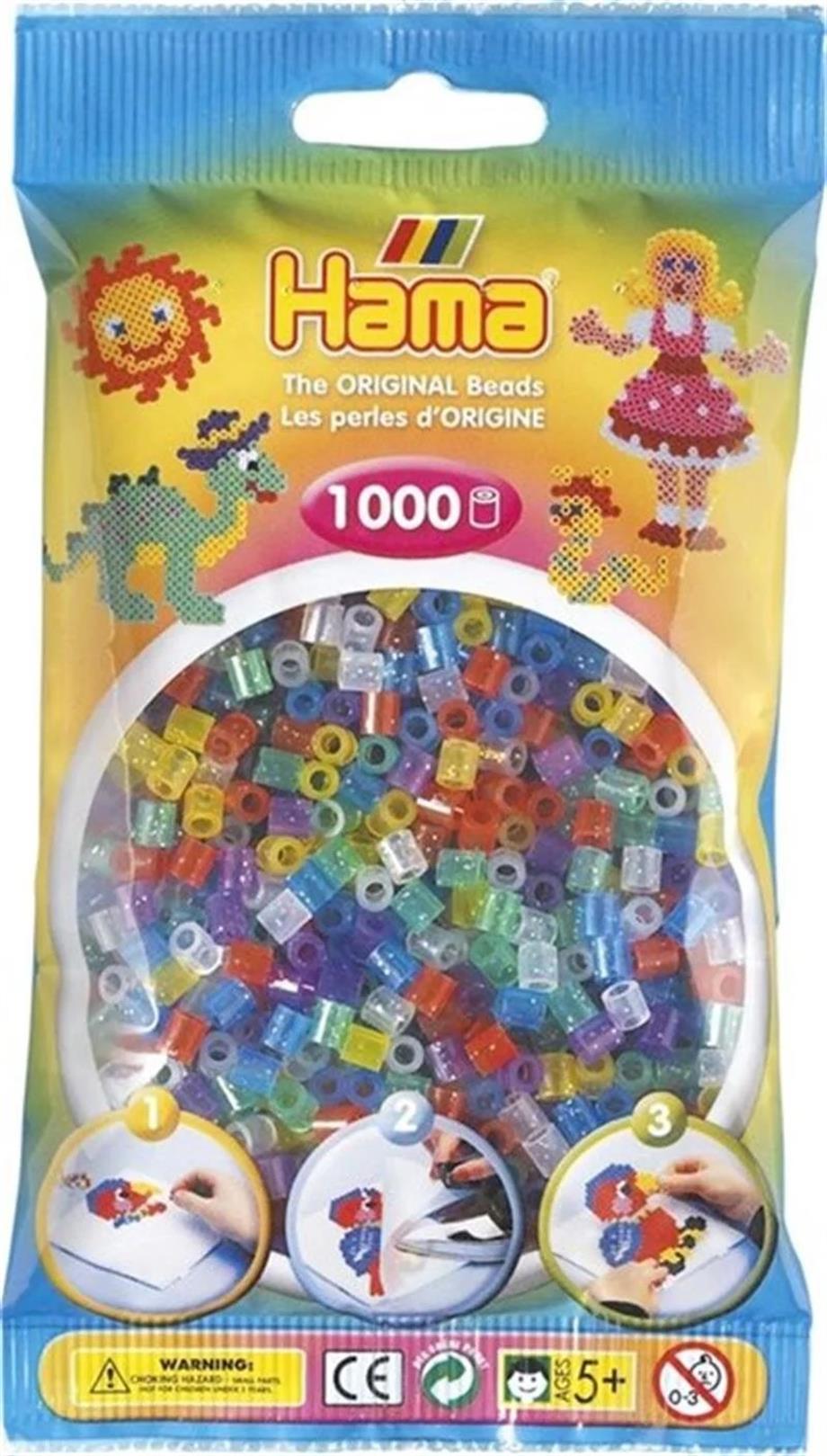 Hama Midi Boncuk 1.000'lik - Şeffaf Simli Renkler