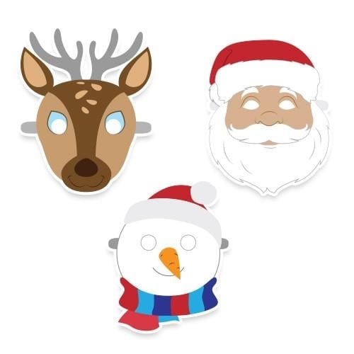 Maske yılbaşı temalı 6lı geyik-noel baba-kardan adam temalı 6lı yılbaşı maskesi