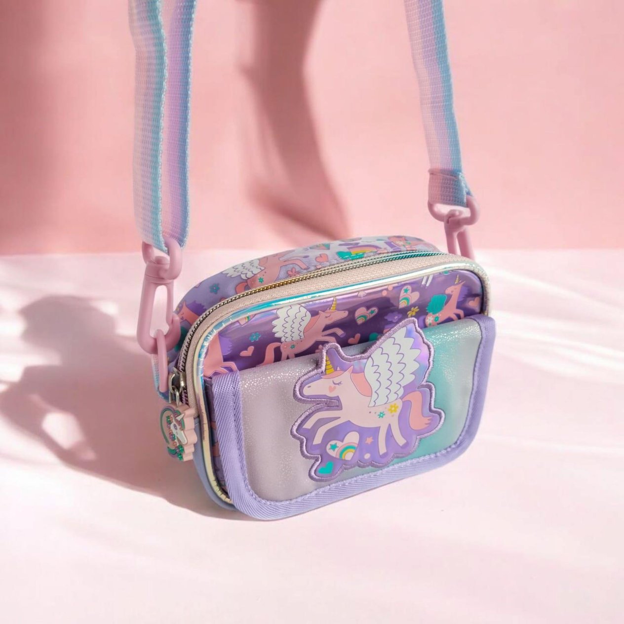 Mor Kanatlı Unicorn Detaylı Çapraz Çanta CN0059