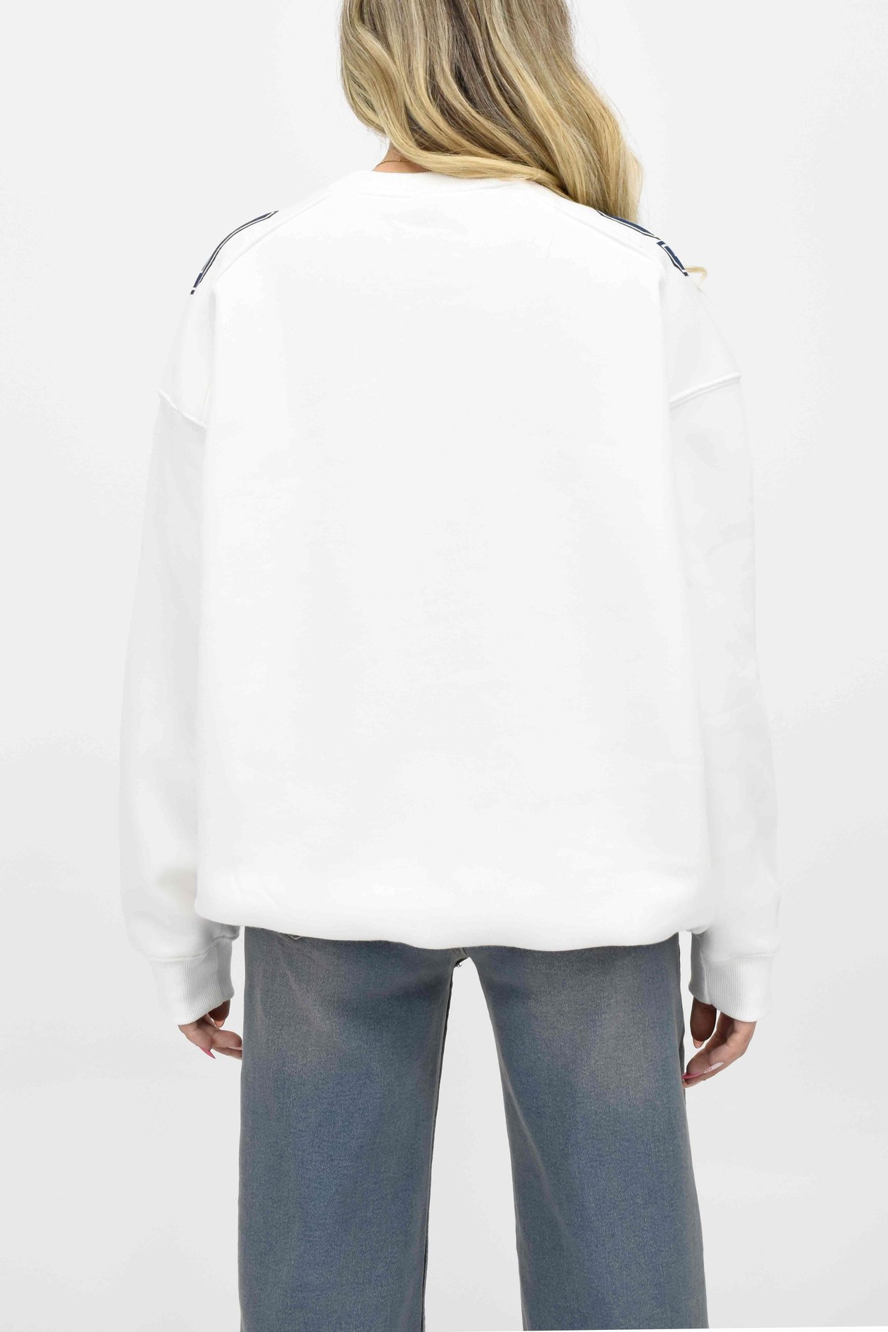 Baskılı Oversize Sweatshirt-Beyaz 