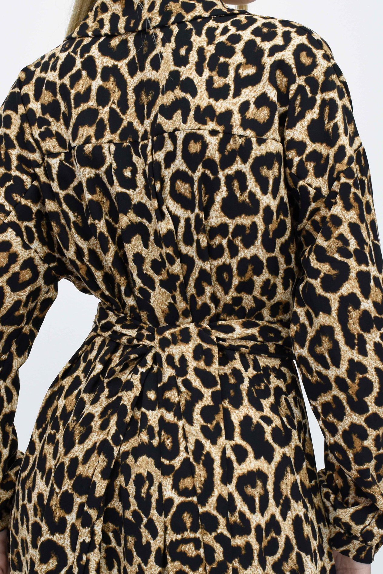 Belden Bağlamalı Leopar Elbise
