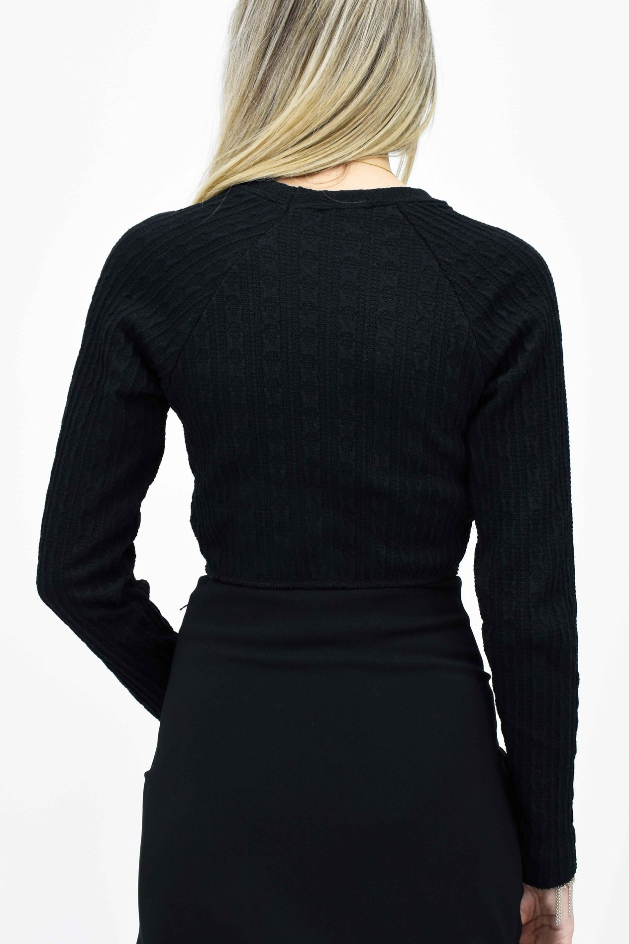 Beli Lastikli Crop Kazak - Siyah