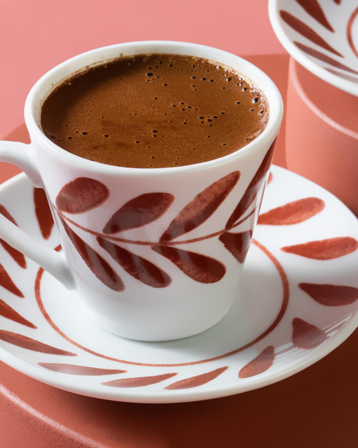 Porcelain 4 Parça 2 Kişilik Coffee Cup Set 80 ml Claret Red