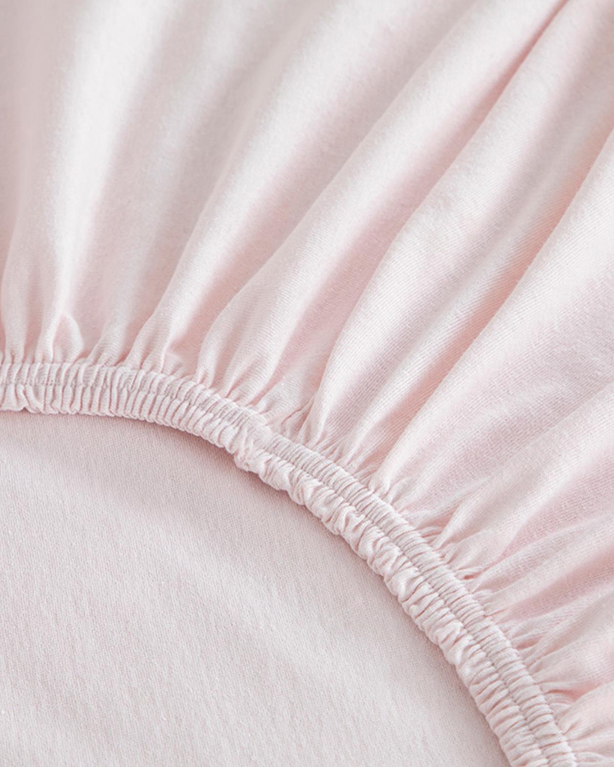 Plain Combed Cotton King Size Fitted Sheet Set 180x200 cm Powder Pink