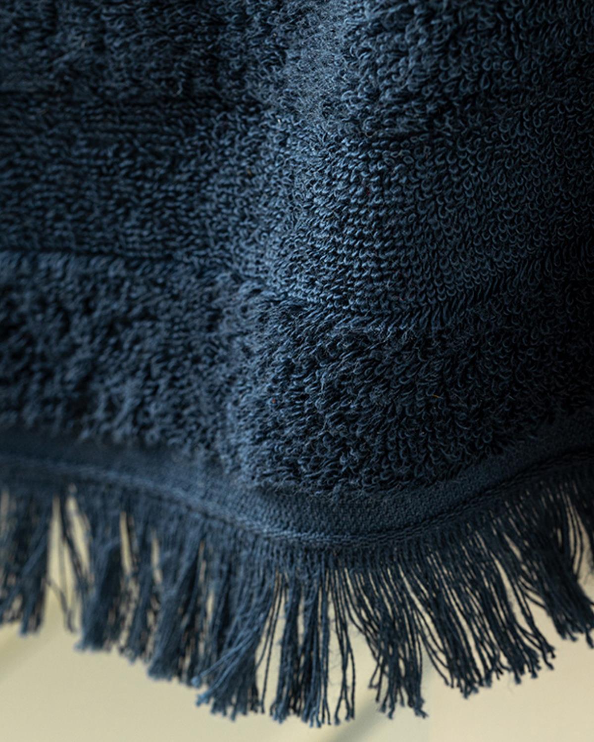 Adorn Cottony Fringed Hand Towel 30x40 cm Dark Blue