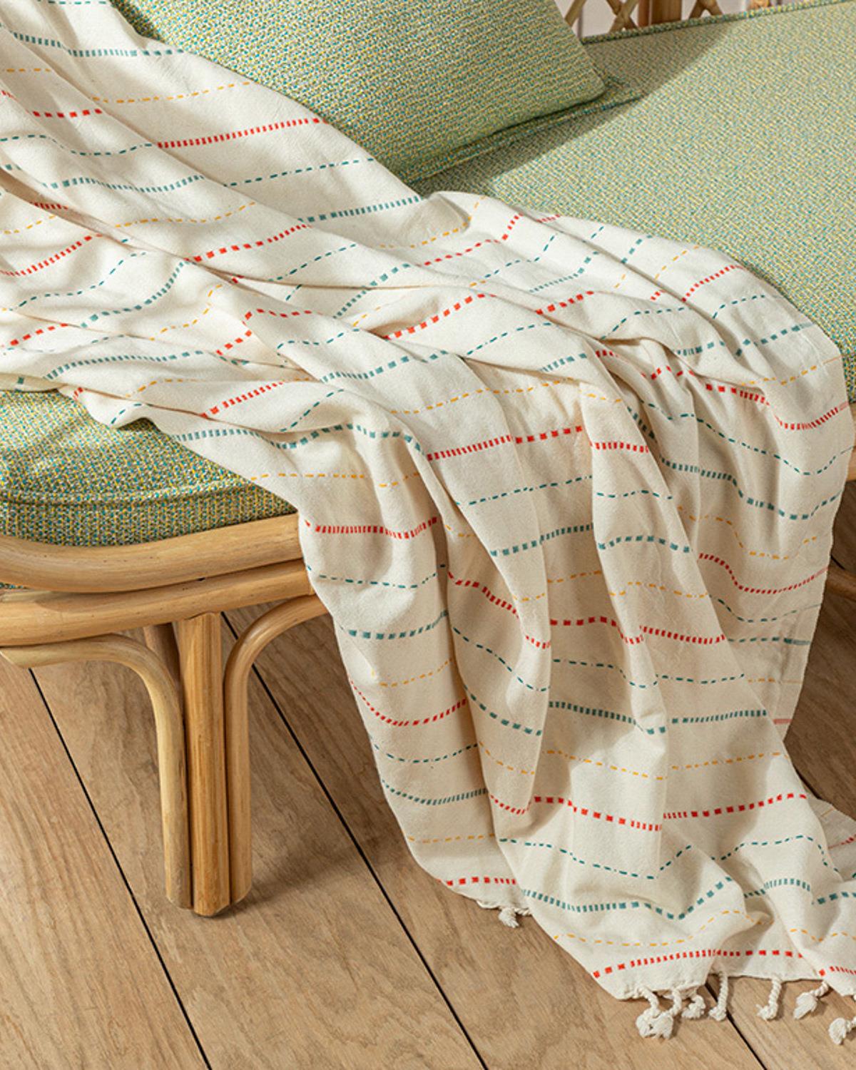 Cotton Chair Shawl 130x170 cm Multicolor