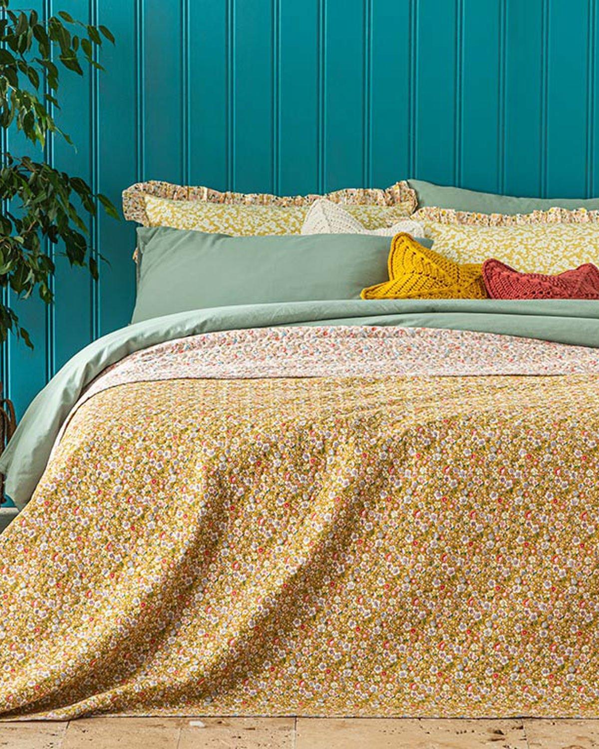 Blooming Summer King Size Multi-Purposed Quilt 240x220 cm Yellow