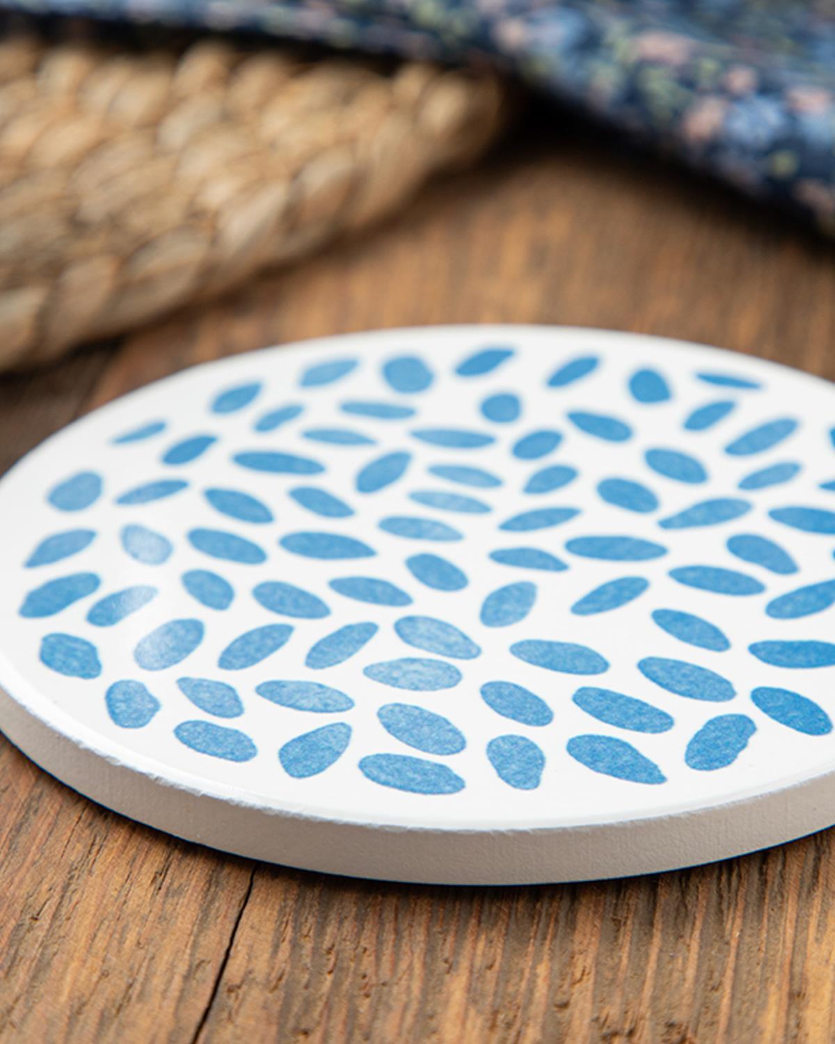 Blue Tiles Silicone Coaster 11 cm Blue
