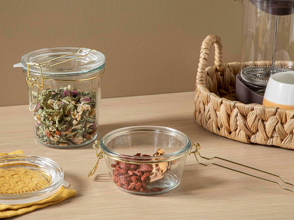 Bright Glass Storage Box 250 ml Gold