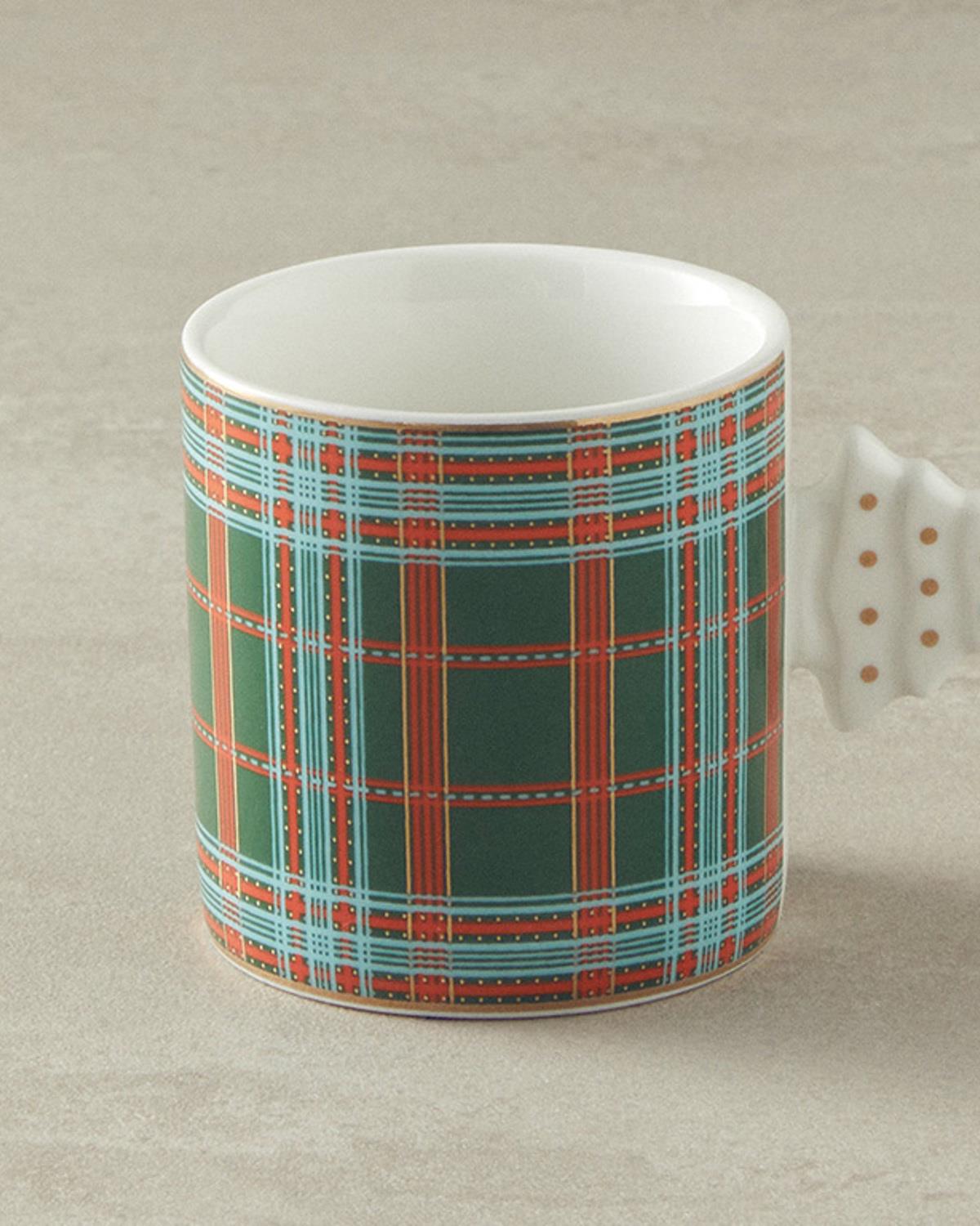 Christmas Tree New Bone China Cup 180 ml Koyu Yeşil