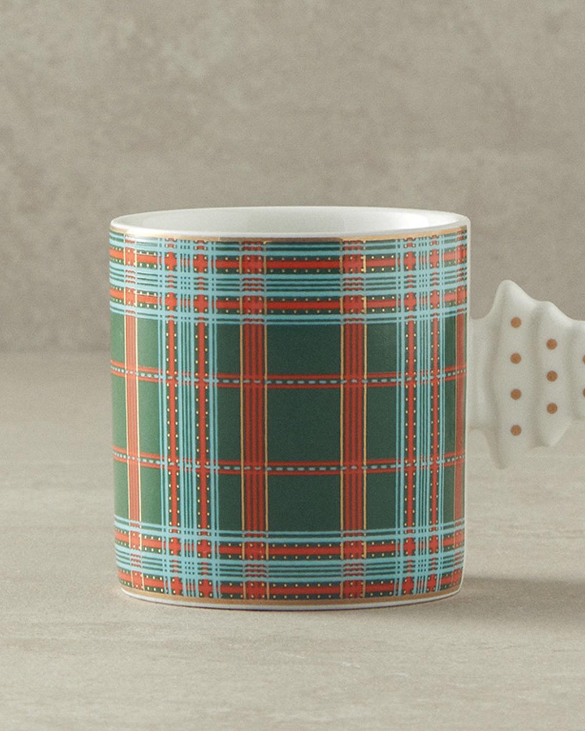 Christmas Tree New Bone China Cup 180 ml Koyu Yeşil