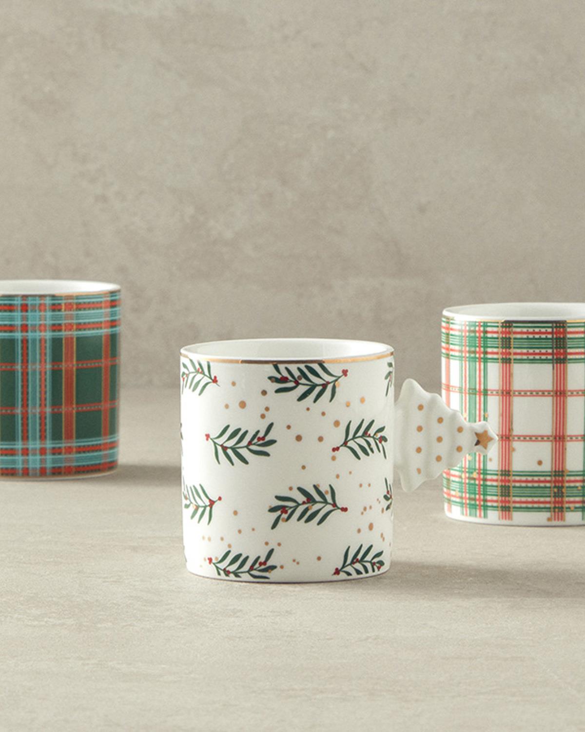 Christmas Tree New Bone China Cup 180 ml Koyu Yeşil