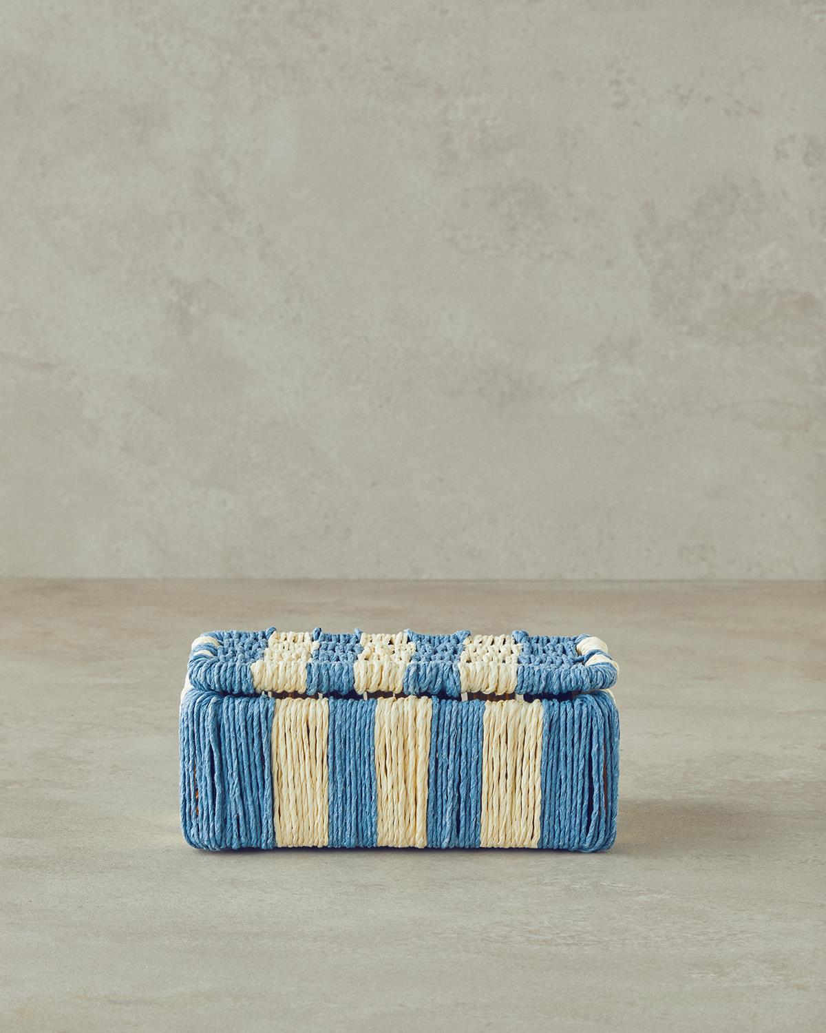 Colorful Striped Декоративна Кутия Хартиено влакно 11x15x5 см Морскосин