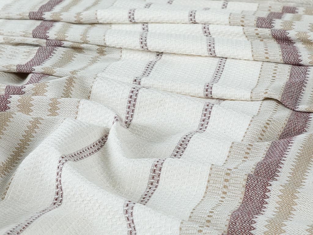 Contemporary With Painted Thread King Size Summer Blanket 220x240 cm Beige - Maroon