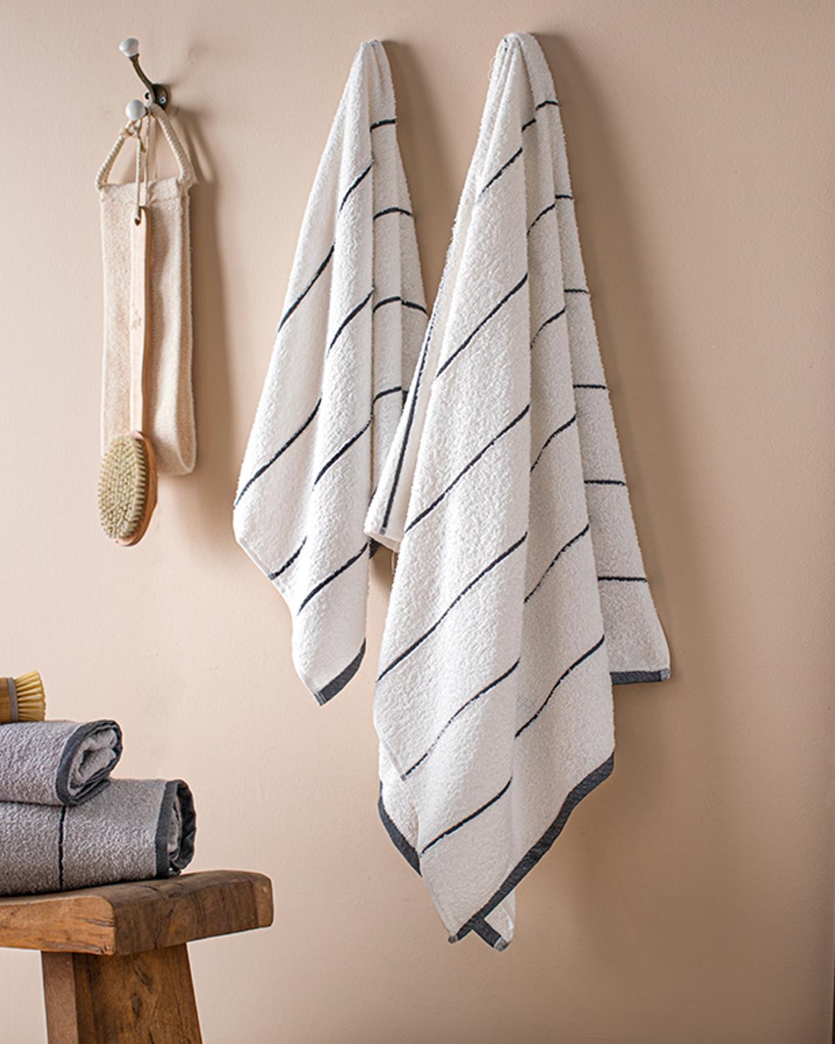 Cosy Cottony Bath Towel Set 50x85+70x140cm Gray-White