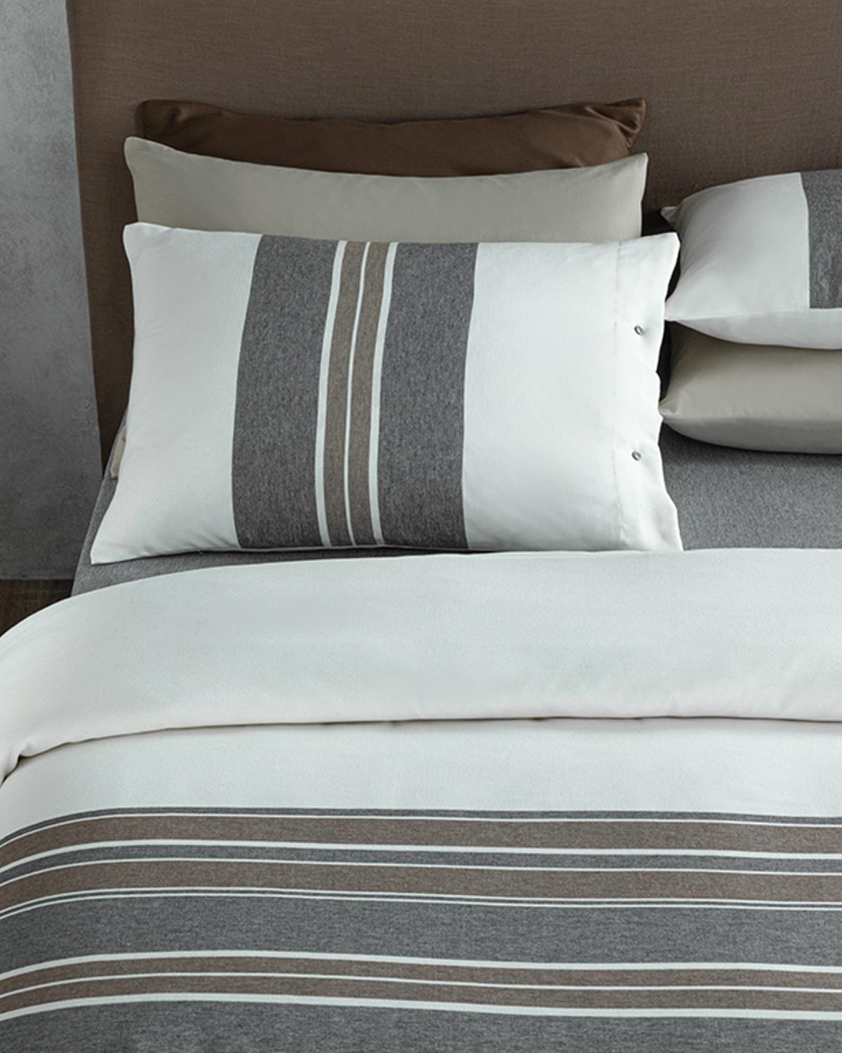 Cosy Stripe Winter Soft King Size Duvet Cover Set 240x220 cm Brown-Anthracite