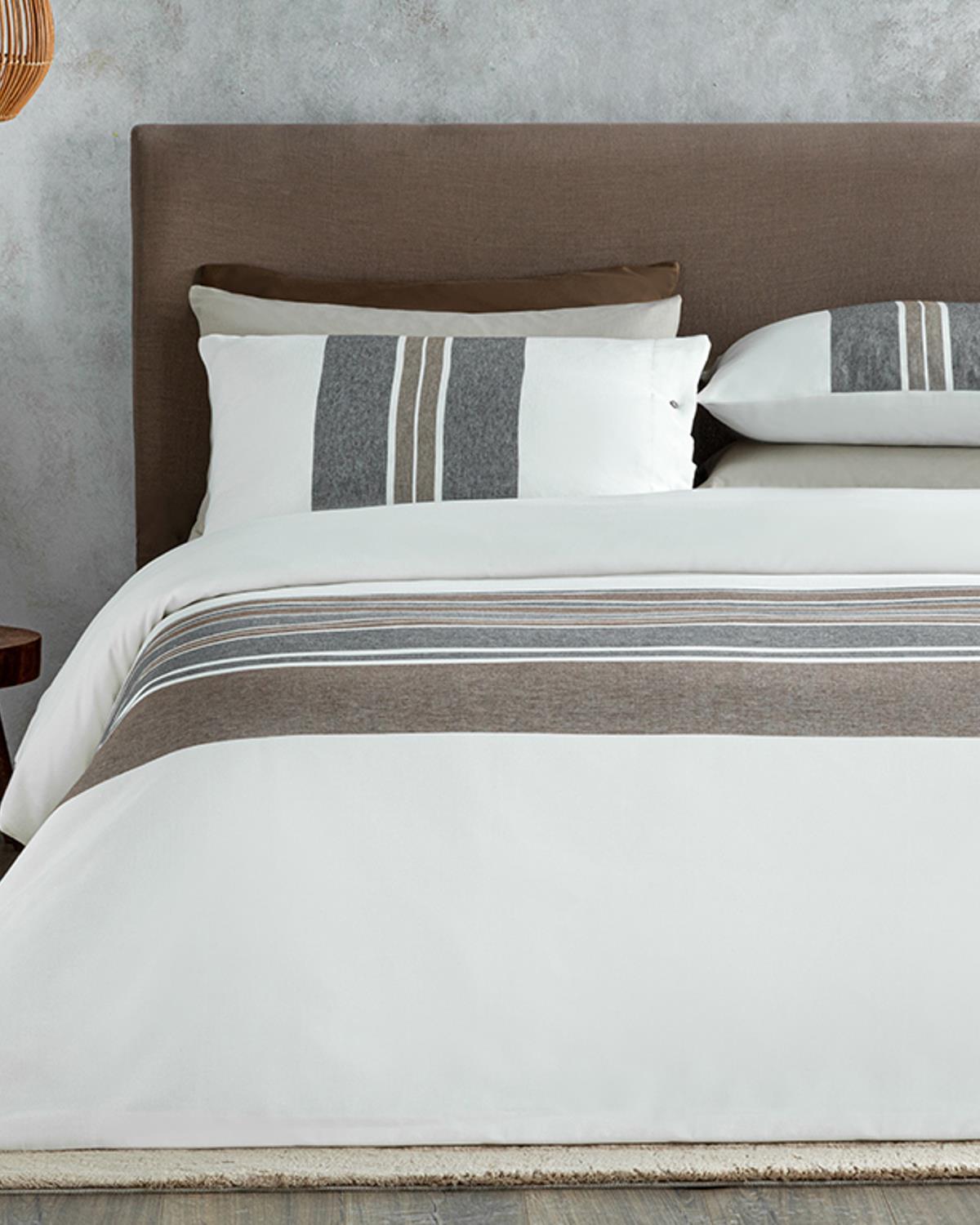 Cosy Stripe Winter Soft King Size Duvet Cover Set 240x220 cm Brown-Anthracite
