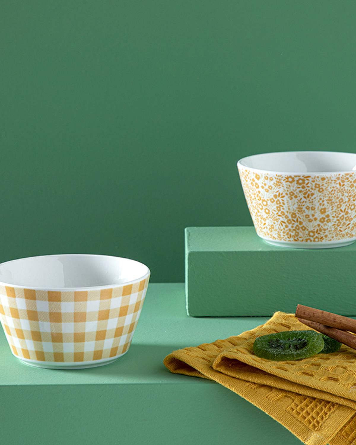 Dainty Flowers bone porcelain 2 Set Bowl 11 cm Mustard