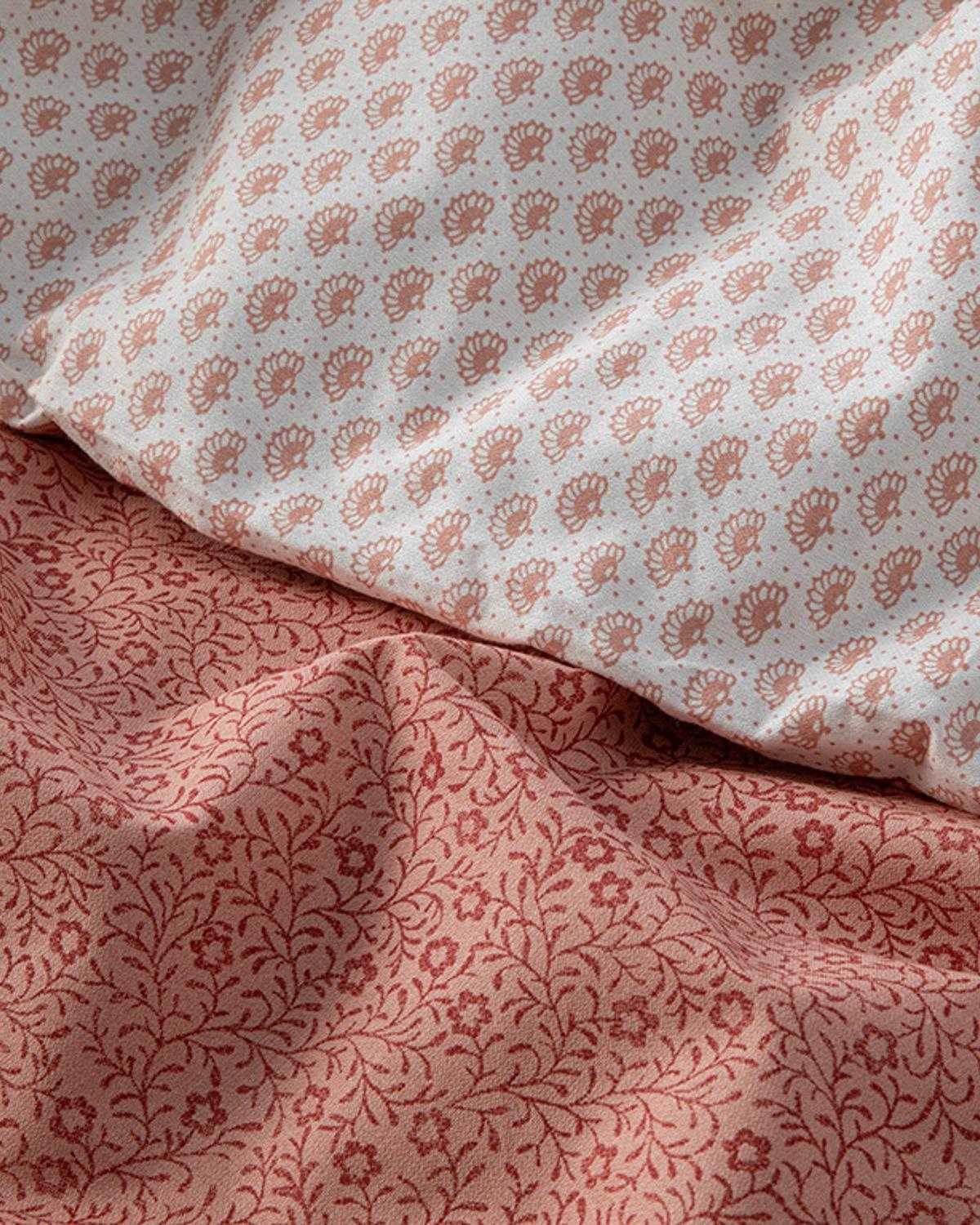 Daisy Bouquet Green Canton Crepe King Size Duvet Cover Set 240x220 cm Pink