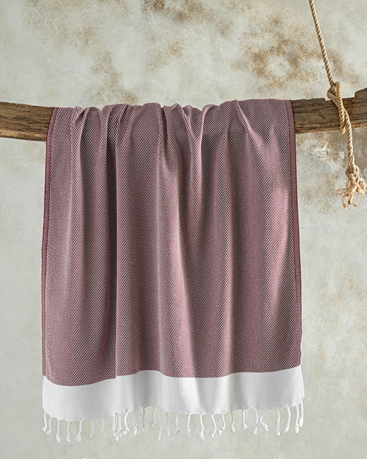 Diagonal Cottony Peshtemal 90x150 cm Claret Red
