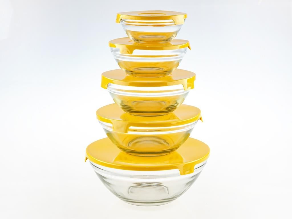 Donna КУТИЯ ЗА СЪХРАНЕНИЕ 5 бр. Cam 150-200-350-500-900 ml Yellow.
