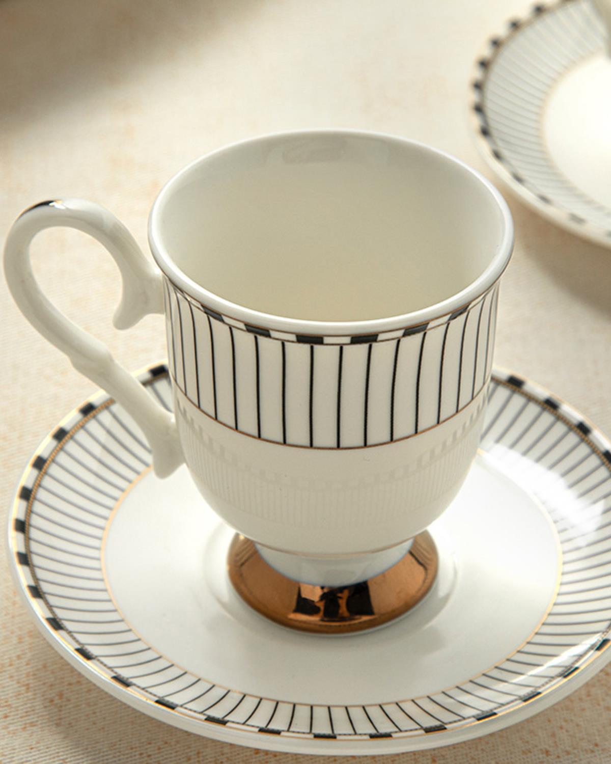 Elegance Chic New Bone 4 Parça 2 Kişilik Coffee Cup Set 100 ml Black
