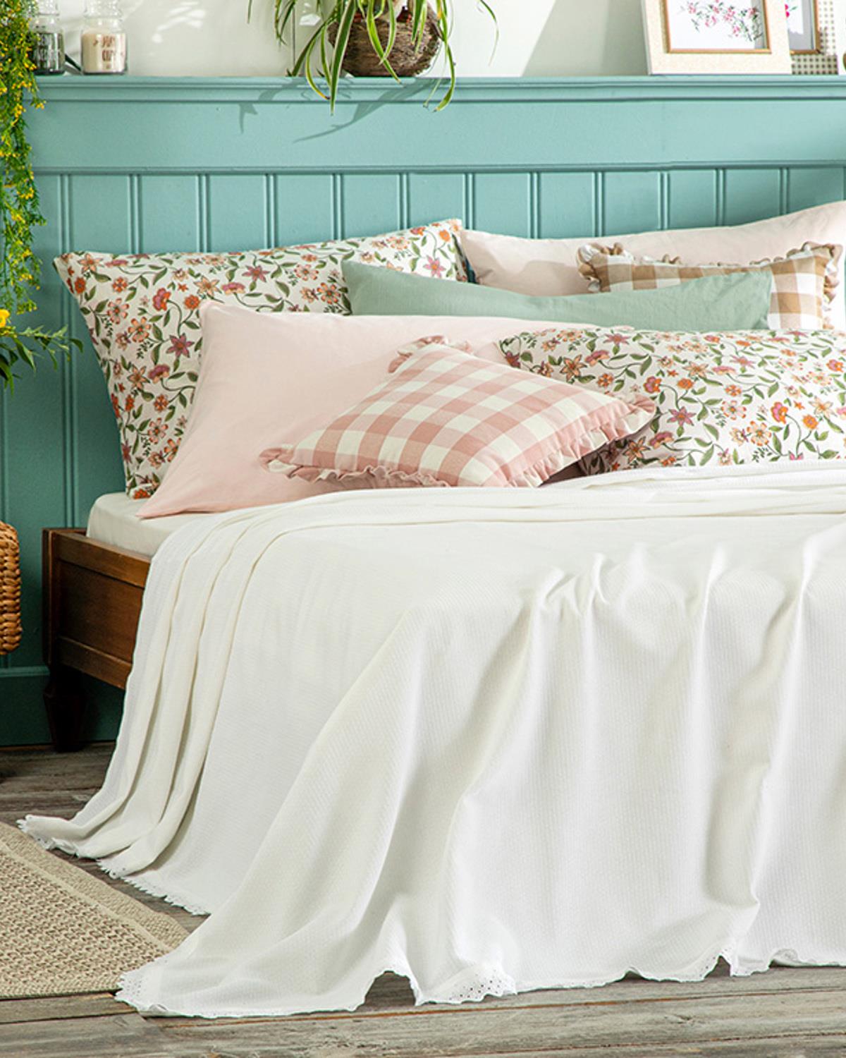 Elegancy Scalloped For One Person Summer Blanket 150x220 cm White