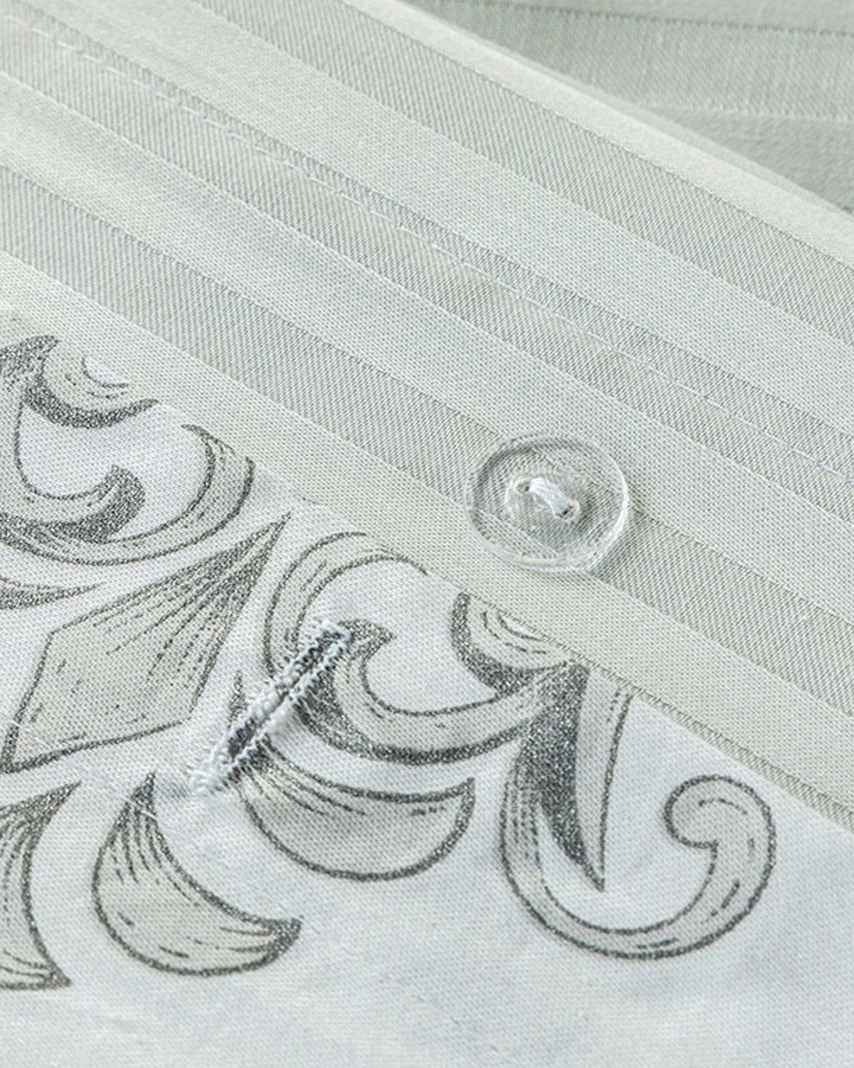 Elegant Crown Cotton Satin King Size Duvet Cover Set 240x220 cm Silver