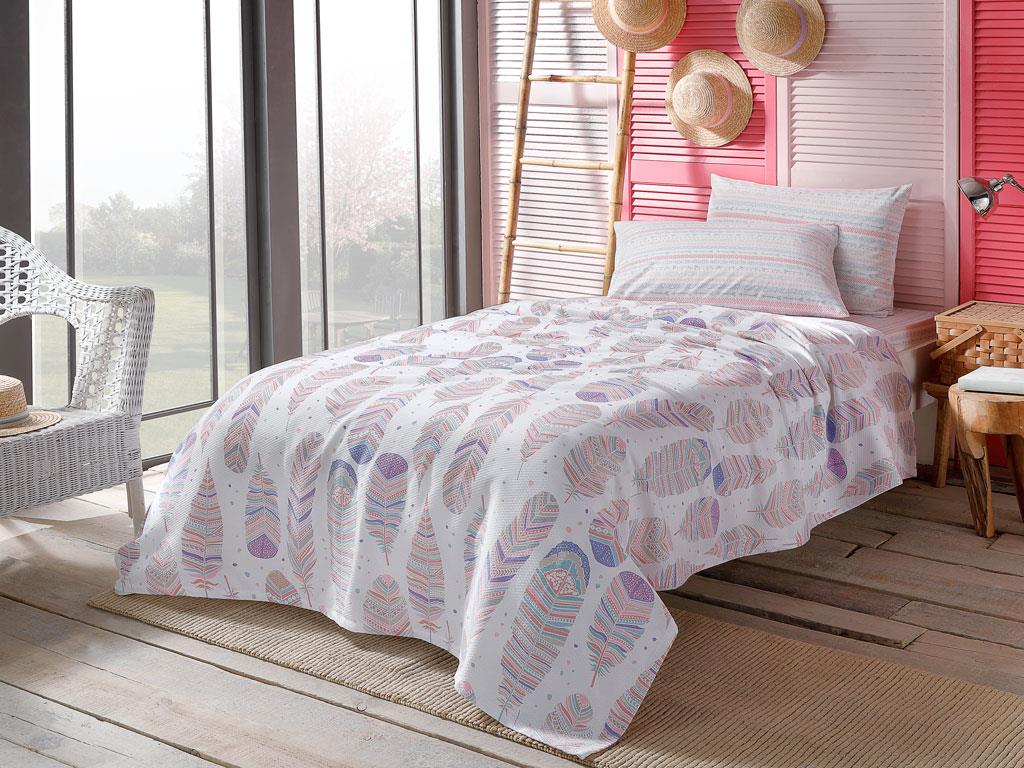 Feathers Printed Kids Summer Blanket 150x220 cm Pink