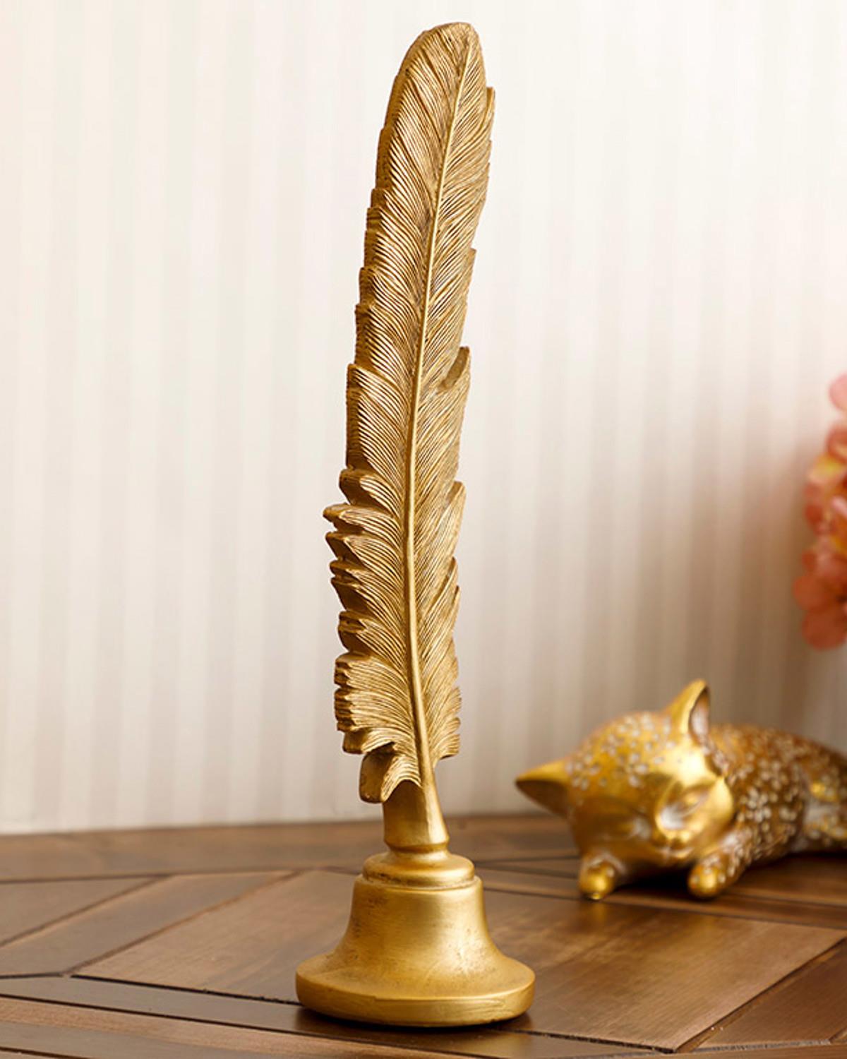 Feathers Фигурка Полирезин 7,5x7x27,5 см Златен