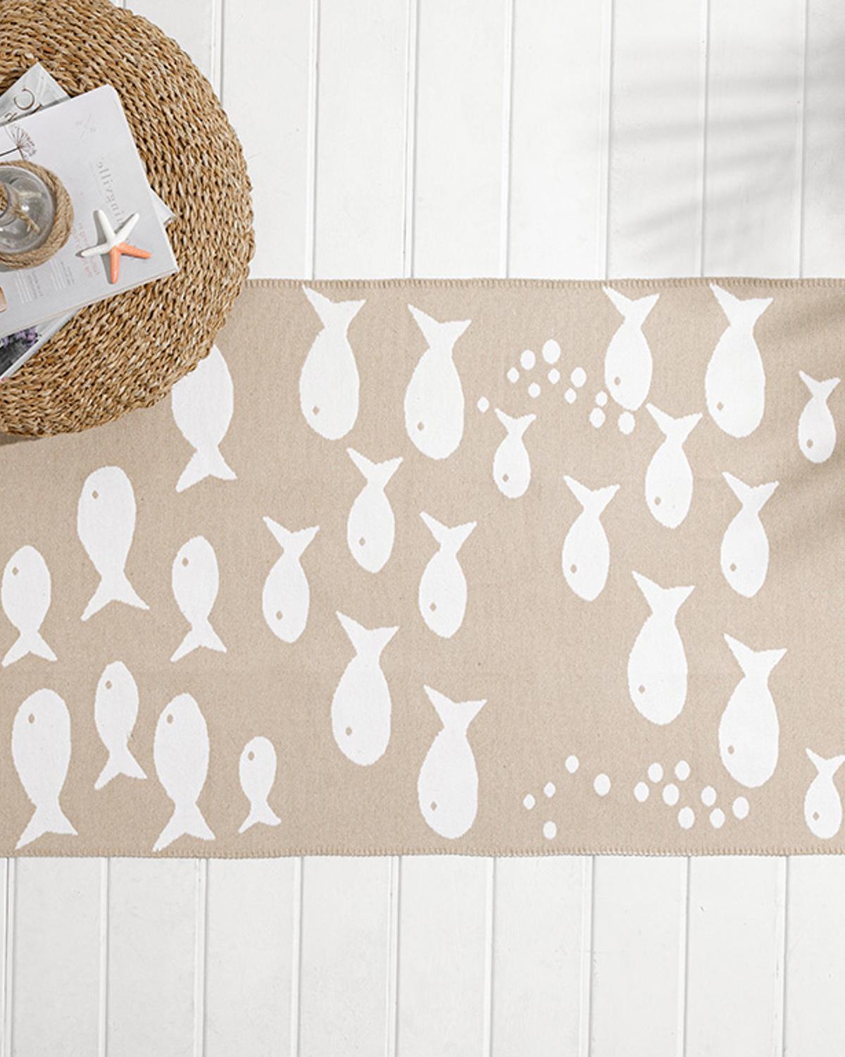Fish Wave Weaved Rug 80x150 cm Beige