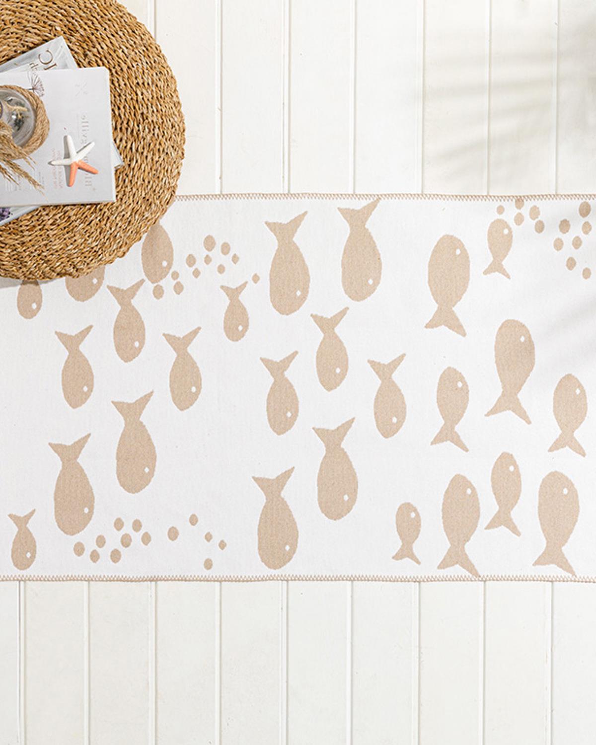 Fish Wave Weaved Rug 80x150 cm Beige