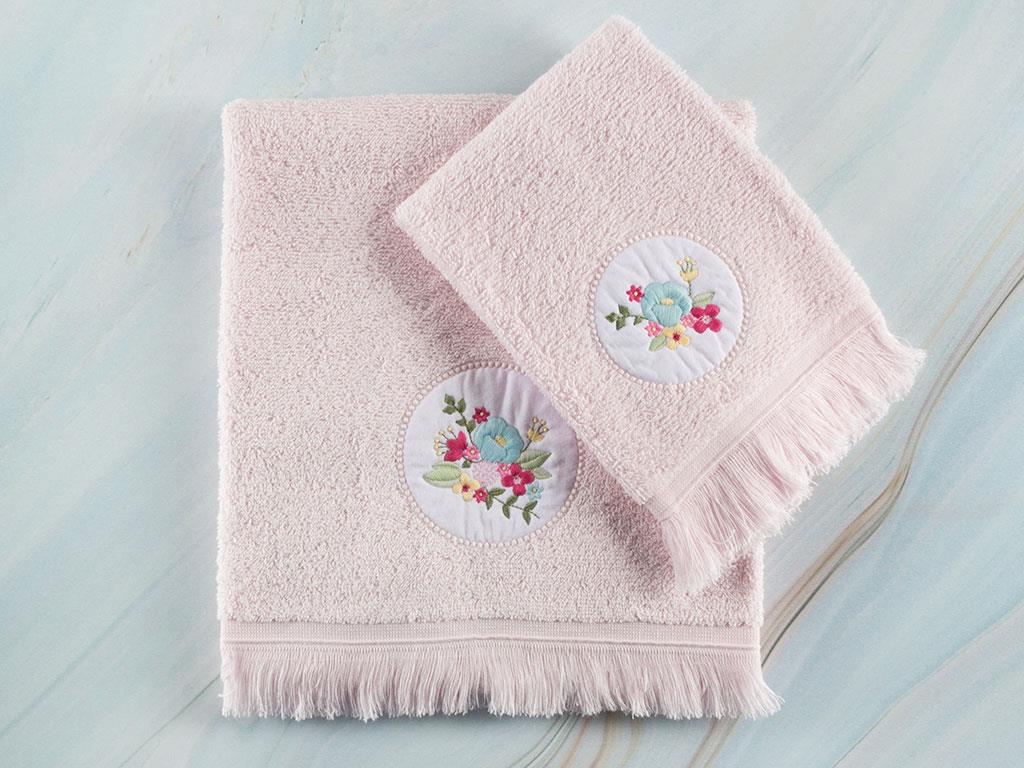Flora Embroidered Face Towel 50x76 cm Pink