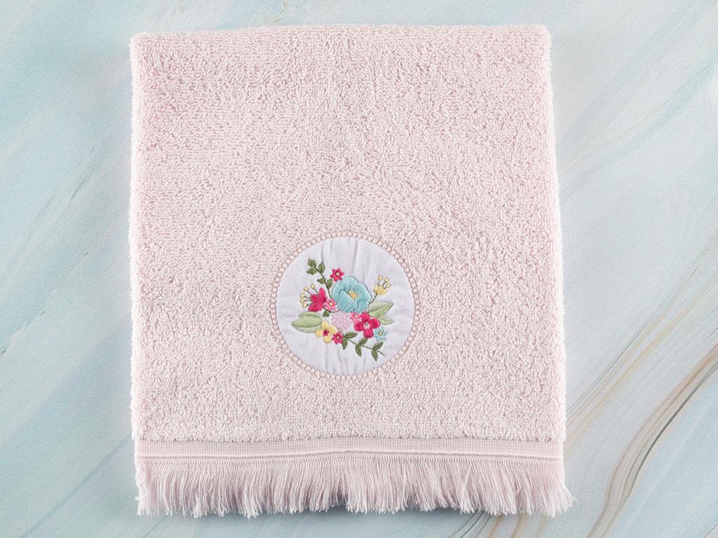 Flora Embroidered Face Towel 50x76 cm Pink