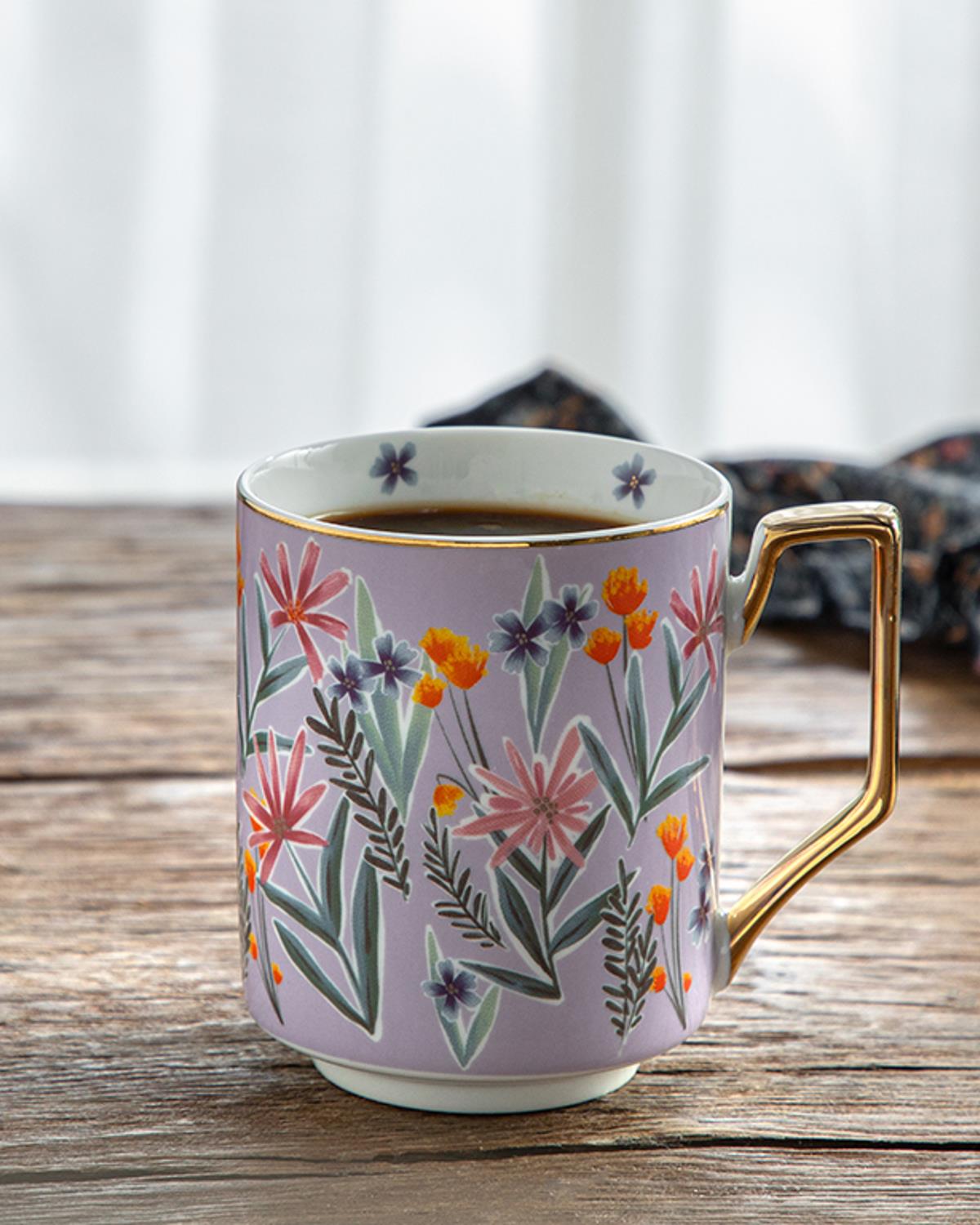 Flower Time New Bone China Cup 350 ml Lilac.