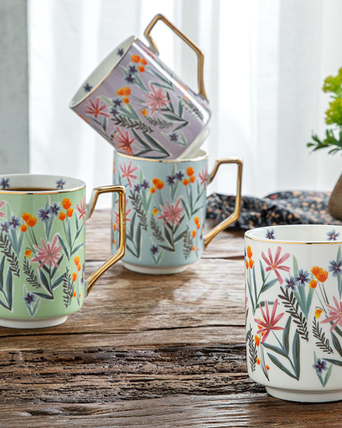 Flower Time New Bone China Cup 350 ml Lilac.